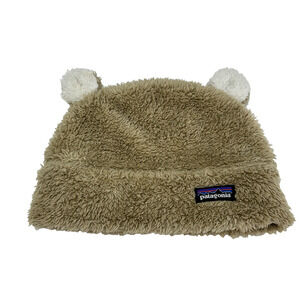 Patagonia Furry Friends Beanie Hat Kids Toddler 24M Brown Fleece Cap Winter Logo